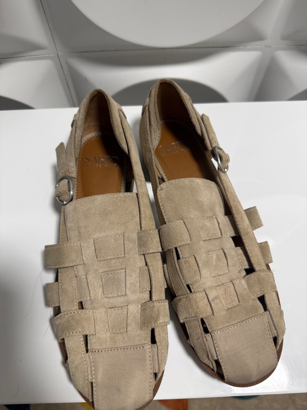 SARTO By Franco Sarto Men's Beige Suede Fisherman Loafers